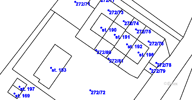 Parcela st. 272/80 v KÚ Ludslavice, Katastrální mapa