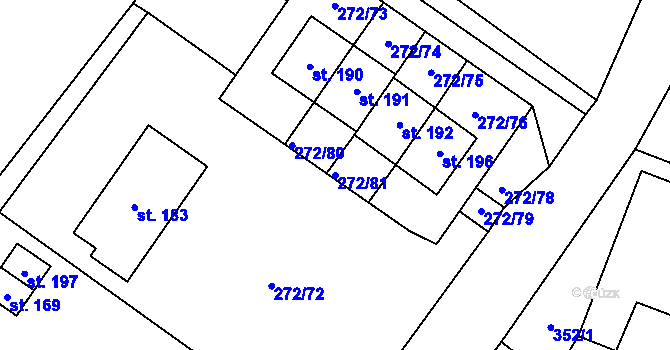 Parcela st. 272/81 v KÚ Ludslavice, Katastrální mapa