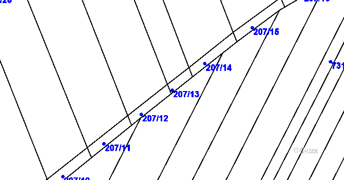 Parcela st. 207/13 v KÚ Ludslavice, Katastrální mapa