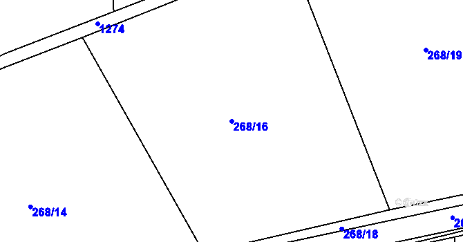 Parcela st. 268/16 v KÚ Ludslavice, Katastrální mapa