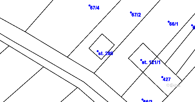 Parcela st. 280 v KÚ Ludslavice, Katastrální mapa