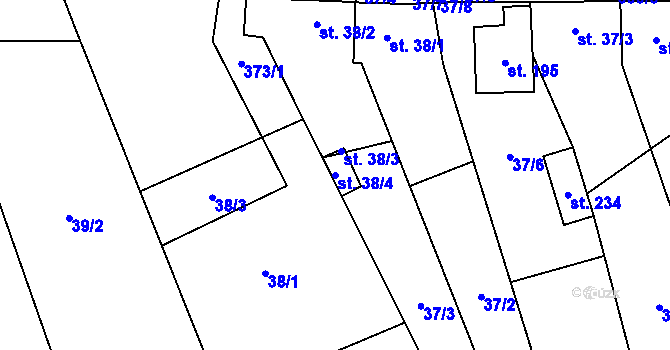 Parcela st. 38/4 v KÚ Ludslavice, Katastrální mapa