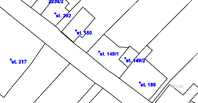 Parcela st. 149/1 v KÚ Kámen, Katastrální mapa