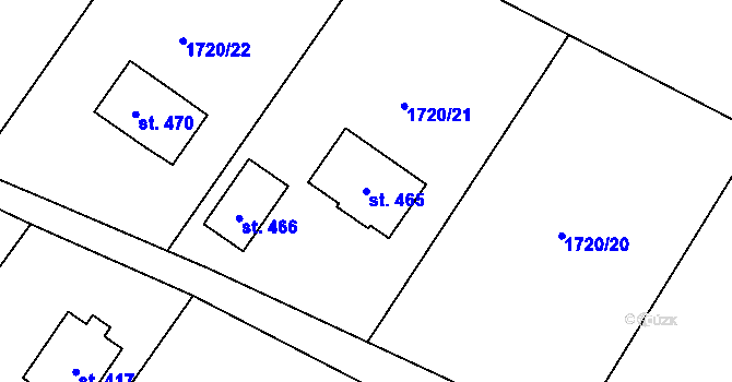 Parcela st. 465 v KÚ Kámen, Katastrální mapa