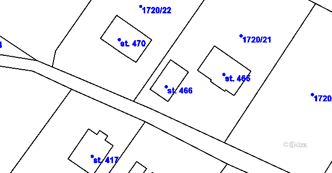 Parcela st. 466 v KÚ Kámen, Katastrální mapa