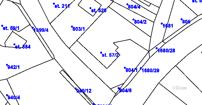 Parcela st. 57/2 v KÚ Ludvíkovice, Katastrální mapa