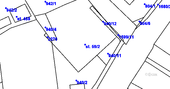 Parcela st. 59/2 v KÚ Ludvíkovice, Katastrální mapa