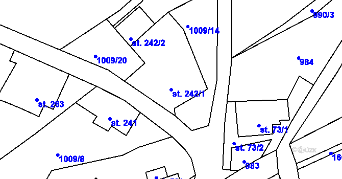 Parcela st. 242/1 v KÚ Ludvíkovice, Katastrální mapa