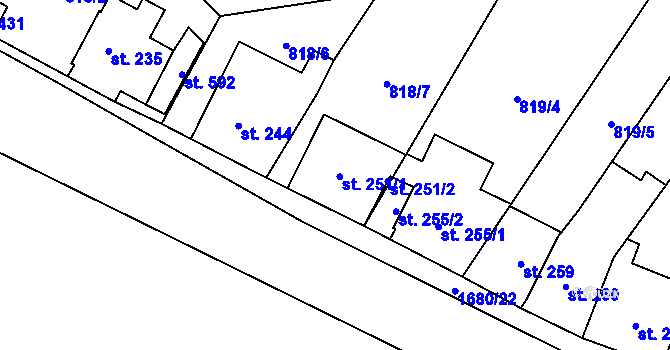 Parcela st. 251 v KÚ Ludvíkovice, Katastrální mapa