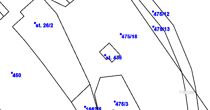 Parcela st. 436 v KÚ Ludvíkovice, Katastrální mapa