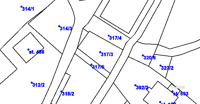 Parcela st. 317/3 v KÚ Ludvíkovice, Katastrální mapa