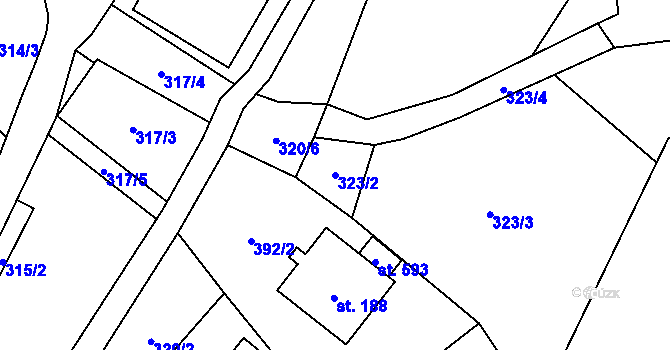 Parcela st. 323/2 v KÚ Ludvíkovice, Katastrální mapa