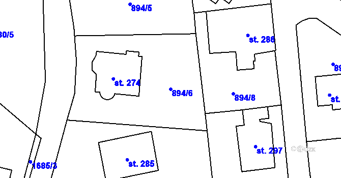 Parcela st. 894/6 v KÚ Ludvíkovice, Katastrální mapa