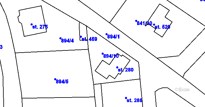 Parcela st. 894/10 v KÚ Ludvíkovice, Katastrální mapa