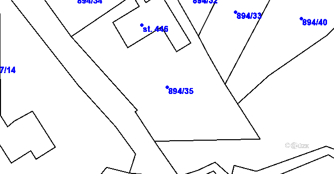 Parcela st. 894/35 v KÚ Ludvíkovice, Katastrální mapa