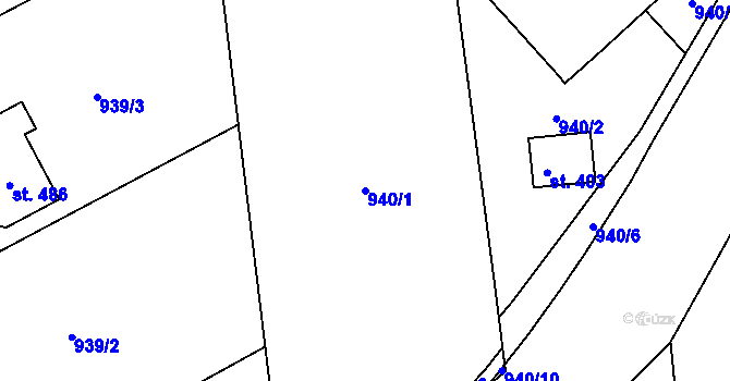 Parcela st. 940/1 v KÚ Ludvíkovice, Katastrální mapa