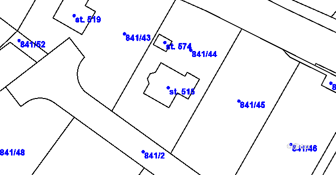 Parcela st. 515 v KÚ Ludvíkovice, Katastrální mapa