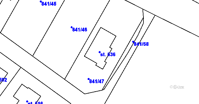 Parcela st. 536 v KÚ Ludvíkovice, Katastrální mapa