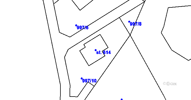 Parcela st. 614 v KÚ Ludvíkovice, Katastrální mapa