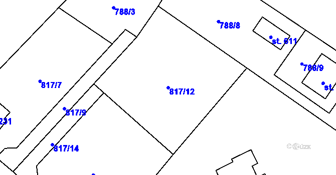 Parcela st. 817/12 v KÚ Ludvíkovice, Katastrální mapa