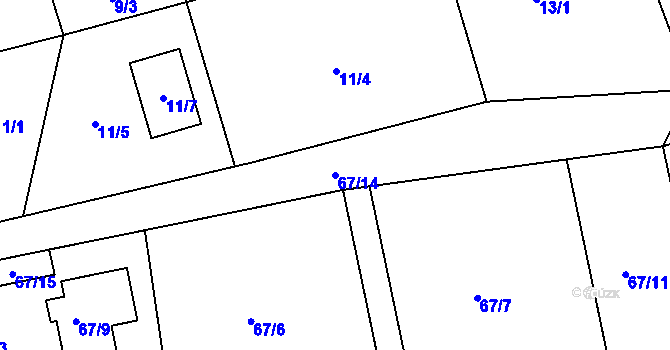 Parcela st. 67/14 v KÚ Luh nad Svatavou, Katastrální mapa