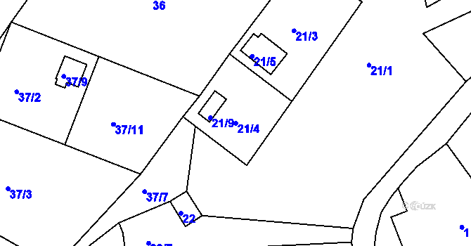 Parcela st. 21/4 v KÚ Luh nad Svatavou, Katastrální mapa