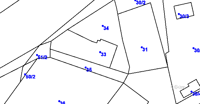 Parcela st. 33 v KÚ Luh nad Svatavou, Katastrální mapa