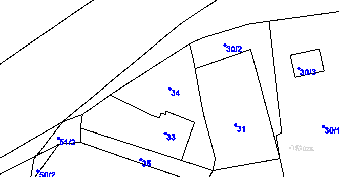 Parcela st. 34 v KÚ Luh nad Svatavou, Katastrální mapa