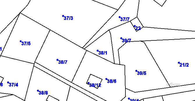 Parcela st. 38/1 v KÚ Luh nad Svatavou, Katastrální mapa