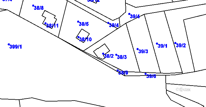 Parcela st. 38/2 v KÚ Luh nad Svatavou, Katastrální mapa