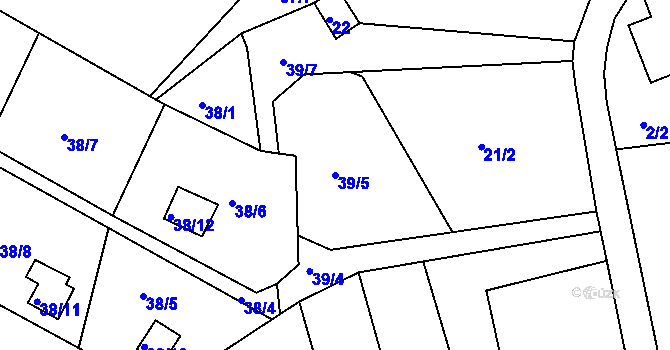 Parcela st. 39/5 v KÚ Luh nad Svatavou, Katastrální mapa