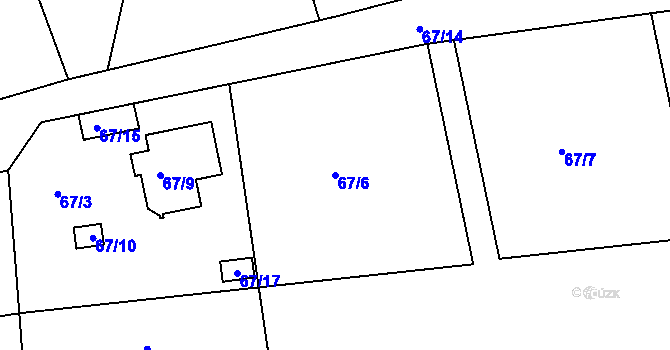 Parcela st. 67/6 v KÚ Luh nad Svatavou, Katastrální mapa