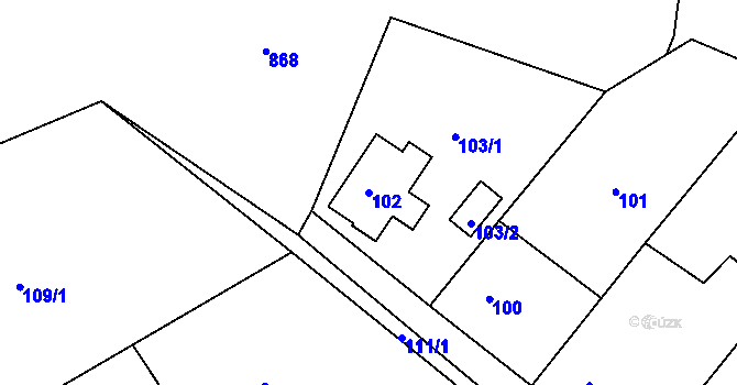 Parcela st. 102 v KÚ Luh nad Svatavou, Katastrální mapa