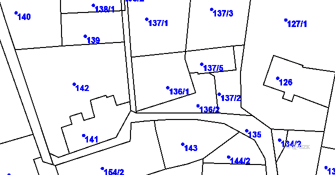 Parcela st. 136/1 v KÚ Luh nad Svatavou, Katastrální mapa