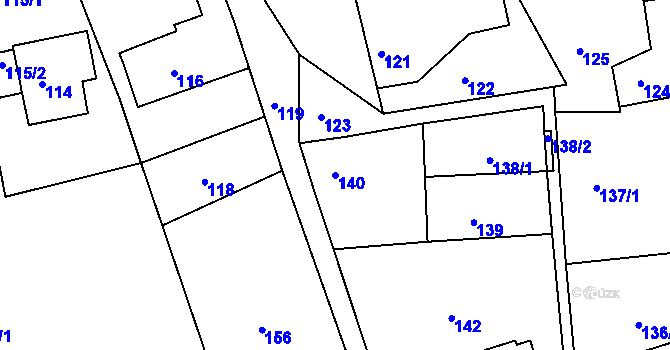 Parcela st. 140 v KÚ Luh nad Svatavou, Katastrální mapa