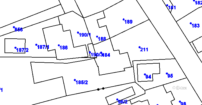 Parcela st. 184 v KÚ Luh nad Svatavou, Katastrální mapa