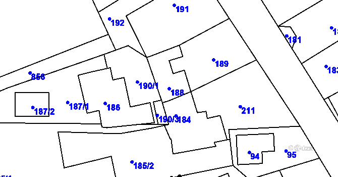 Parcela st. 188 v KÚ Luh nad Svatavou, Katastrální mapa