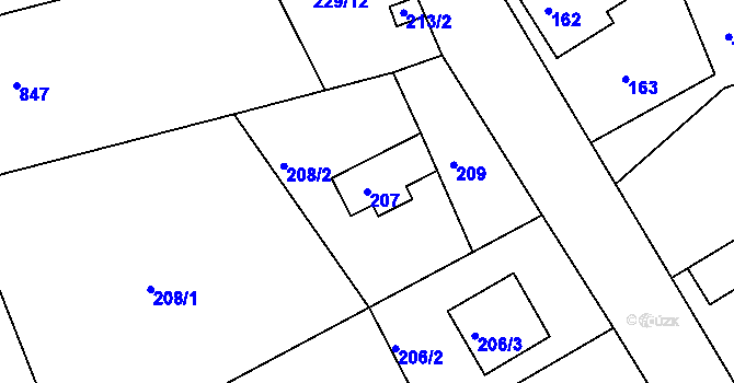 Parcela st. 207 v KÚ Luh nad Svatavou, Katastrální mapa