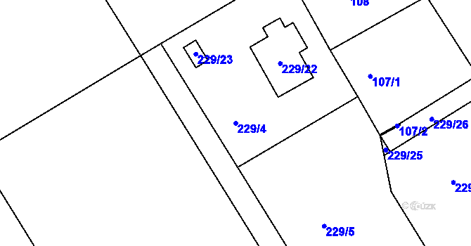 Parcela st. 229/4 v KÚ Luh nad Svatavou, Katastrální mapa