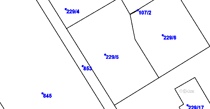 Parcela st. 229/5 v KÚ Luh nad Svatavou, Katastrální mapa