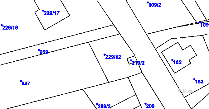 Parcela st. 229/12 v KÚ Luh nad Svatavou, Katastrální mapa