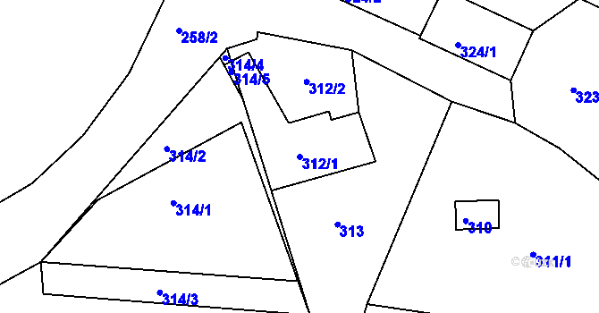 Parcela st. 312/1 v KÚ Luh nad Svatavou, Katastrální mapa