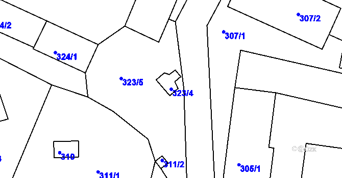 Parcela st. 323/4 v KÚ Luh nad Svatavou, Katastrální mapa