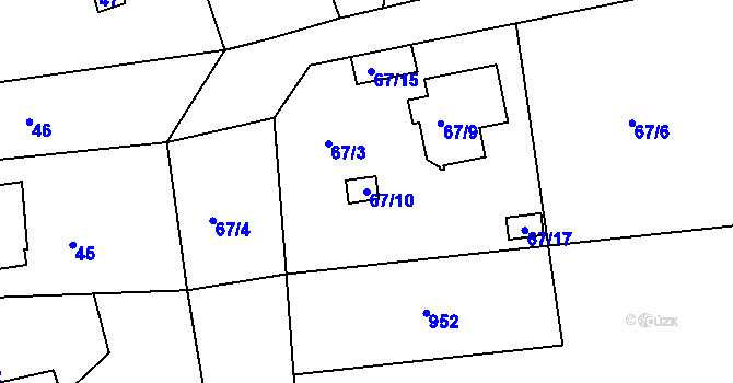 Parcela st. 67/10 v KÚ Luh nad Svatavou, Katastrální mapa