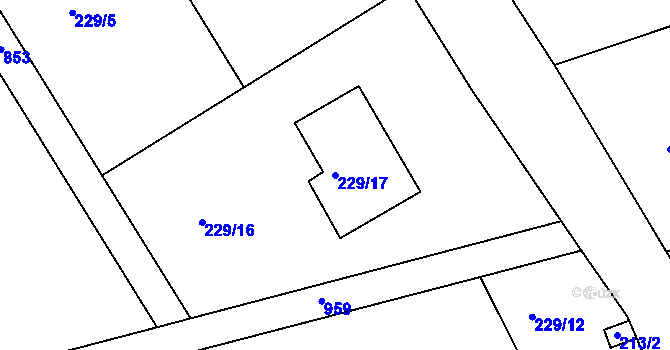 Parcela st. 229/17 v KÚ Luh nad Svatavou, Katastrální mapa
