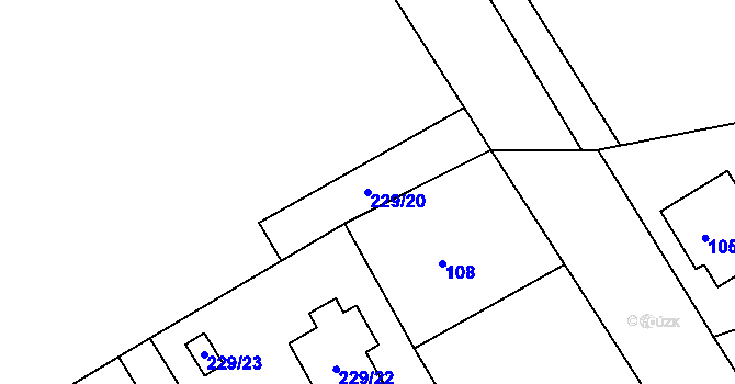 Parcela st. 229/20 v KÚ Luh nad Svatavou, Katastrální mapa