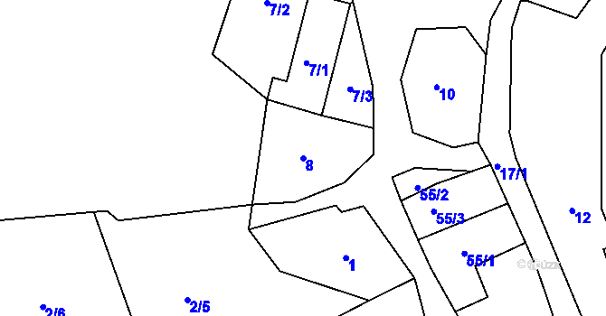 Parcela st. 8 v KÚ Radvanov, Katastrální mapa