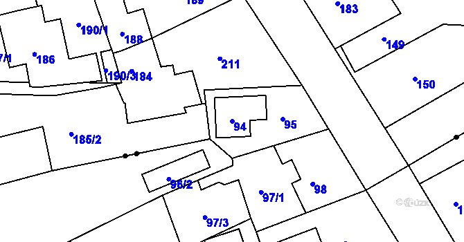 Parcela st. 94 v KÚ Radvanov, Katastrální mapa