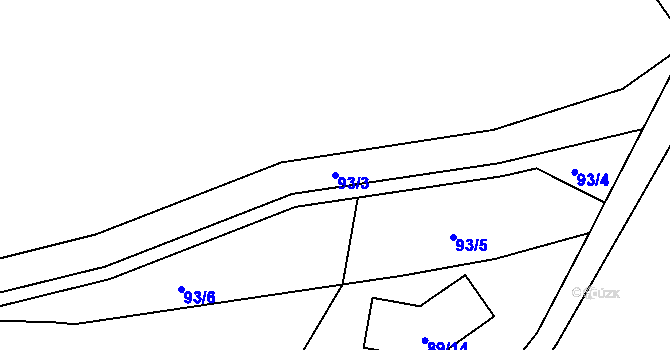 Parcela st. 93/3 v KÚ Radvanov, Katastrální mapa