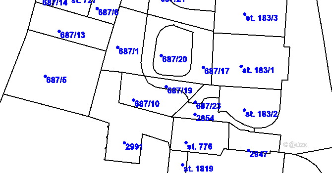 Parcela st. 687/19 v KÚ Luhačovice, Katastrální mapa